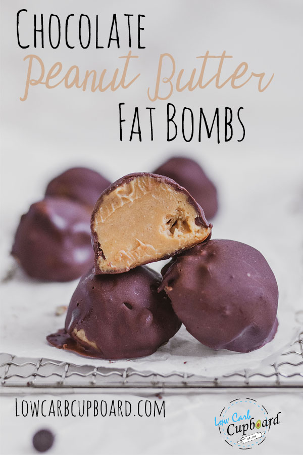 Keto and Low Carb Chocolate Peanut Butter Fat Bombs recipe. Easy to make delicious chocolate and peanut butter fat bombs. #ketofatbombs #fatbombs