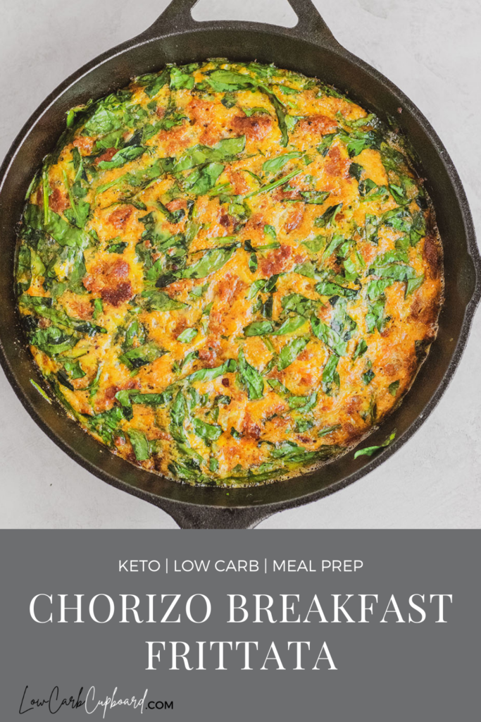 How to make and easy to make keto Chorizo Breakfast Frittata recipe. This low carb Chorizo Breakfast Frittata is perfect for meal prep. #ketomealprep #chorizobreakfastfrittata