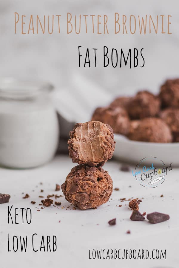 Keto Peanut Butter Brownie Fat Bombs are easy and delicious. Low carb fat bombs are a great snack to satisfy your sweet cravings. #ketofatbombs #fatbombs #chocolatefatbombs
