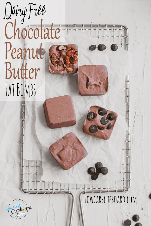 Easy to make Dairy Free Chocolate Peanut Butter Fat Bombs. These keto fat bombs are delicious, healthy, and the perfect low carb snack. #ketofatbombs #dairyfreefatbombs