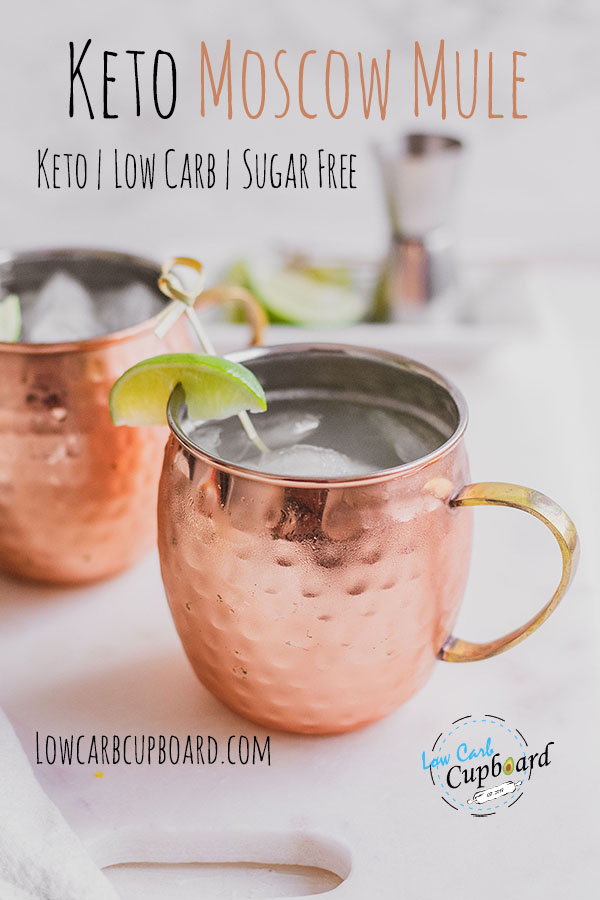 Easy to make keto Moscow Mule cocktail. This sugar free and low carb cocktail is made with vodka, sugar free ginger beer and lime. #ketococktail #ketomoscowmule 