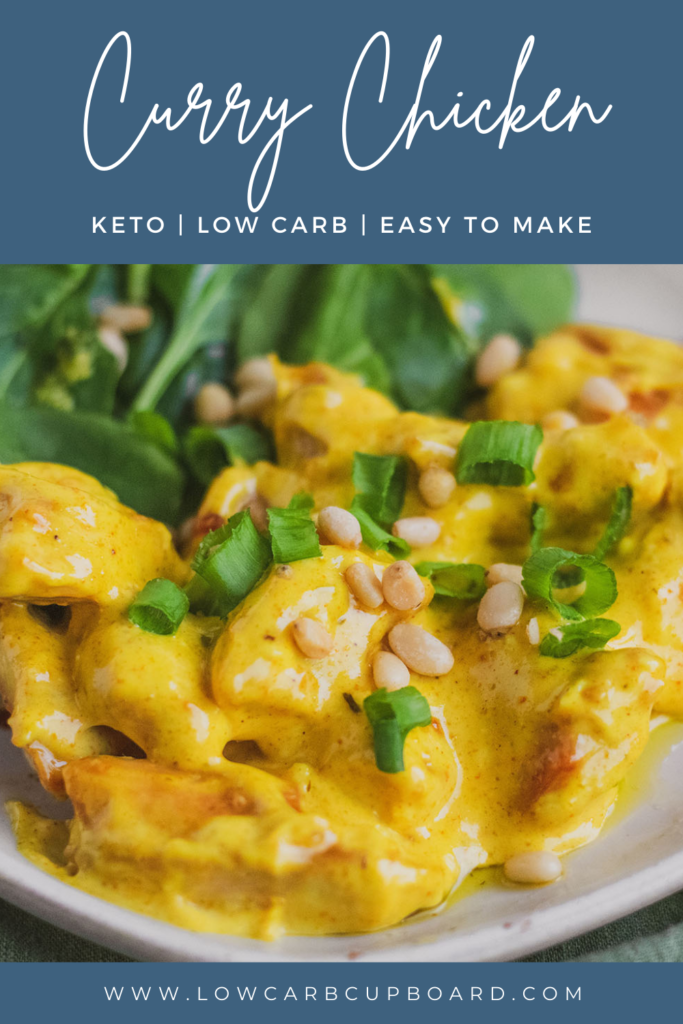 Easy to make keto Curry Chicken recipe. The perfect low carb Curry Chicken dinner recipe. Full of healthy nutrients and flavor! #ketocurrychicken #currychicken
