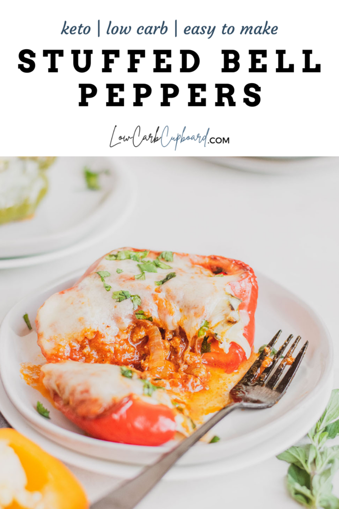 Easy to make Keto Stuffed Bell Peppers recipe. Perfect low carb meal prep recipe or keto dinner recipe for the keto diet.  #ketostuffedbellpeppers #ketomealprep #ketodinnerrecipe